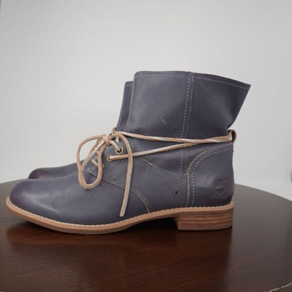 Timberland  Savin Hill Lace Ankle Boots Women's 9.5 Blue Leather Bootie‎ 8457B